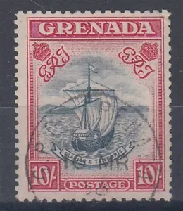 GRENADA 1938 KGVI 10/- BADGE OF COLONY SG#163 USED (ID:799/D65368) - Picture 1 of 1