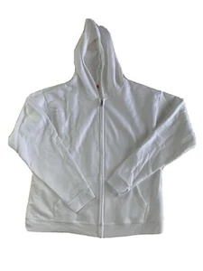Hanes youth Size XL 14-16 Hoodie Hooded Sweatshirt White Full Zip Zipper - Picture 1 of 7