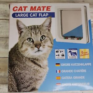 Cat Mate 4 Way Locking Large Cat / Small Dog Flap White Pet Door Brand New