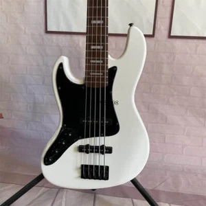 Pearl White Bass Electric Guitar 2S Pickup Black Pickguard Left-Handed 5-Strings - Picture 1 of 6