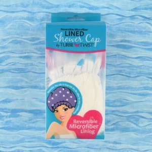 Turbie Twist Reversible Microfiber Lined Shower Cap White Frosted Towel Hat - Picture 1 of 5