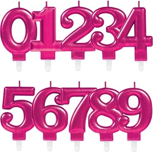 KUCHEN KERZEN PINK - Zahlen Kerze Deko Geburtstag Jubiläum Kinder Party Steckfuß - Bild 1 von 11