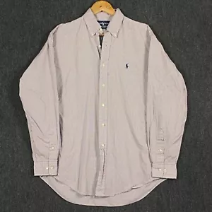 Ralph Lauren YARMOUTH Mens 15.5 34/35 Button Down Shirt Red Blue Tattersall - Picture 1 of 11