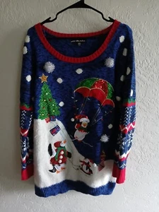 Women's Christmas Ugly Sweater United States Sweaters Tunic Size XXL Penquins - Picture 1 of 3