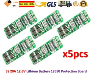 LIAOTEC 5pcs 3S 20A 12.6V Li-ion Lithium 18650 BMS PCM Battery Protection Board