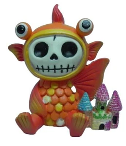 Furrybones Goldie Skeleton in Fish Costume with Tiny Castle NEW - Picture 1 of 6