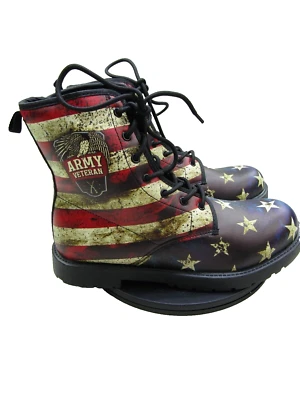 Армейские ботинки-ветераны США мужские 7,5 женские 10 со звездами и полосками с американским флагом боевые - Изображение 1 из 4