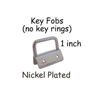 50 Key Fob Hardware WITHOUT Key Rings - 1 Inch (25 mm) Nickel Plated + Instruct. - Picture 1 of 2