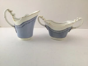 Grafton & Sons Bone China Blue/White/Gold Sugar Bowl & Creamer Made in England - Picture 1 of 5