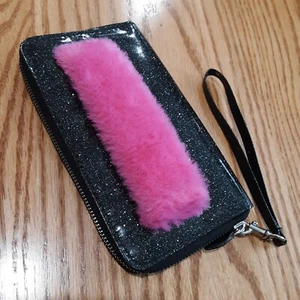 No Boundaries Black Glittery Phone Case Wallet Coin Purse Wristlet w/ Hand Slip - Bild 1 von 12