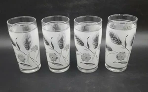 Libby Juice 4 Gläser Weizenblume Silver Frost flacher Boden 4 Zoll - Bild 1 von 10