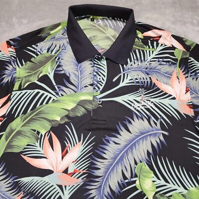Camisa polo de golf Monterey Club para hombre XL negra floral hawaiana manga corta Foto 1 de 4