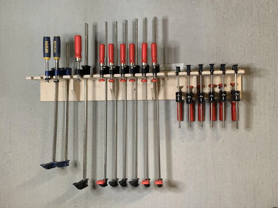 Portaherramientas con abrazadera de barra 20 ranuras estante de almacenamiento de garaje organizador de estante de madera Foto 1 de 4