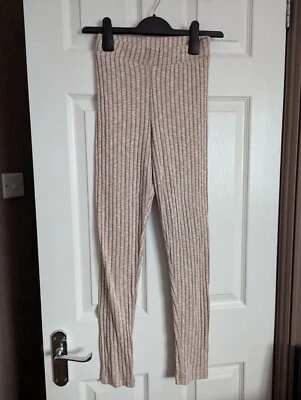 Ladies Miss Selfridge Caramel Brushed Ribbed Leggings Size 6 - Image 1 of 4