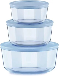 Pyrex Simply Store Blue Tinted 6-piece Round Food Storage Set with Plastic Lids - Picture 1 of 2