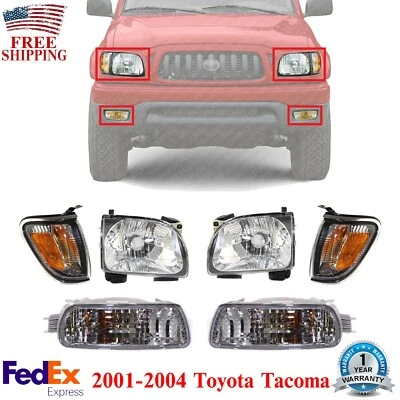 Conjunto de faros + kit de luces de señal de esquina y giro para Toyota Tacoma 2001-2004 Foto 1 de 4