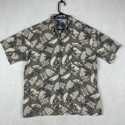 Camisa Hawaiana Pendleton Manga Corta Abotonada Para Hombre L Floral Plumas Hojas Foto 1 de 4
