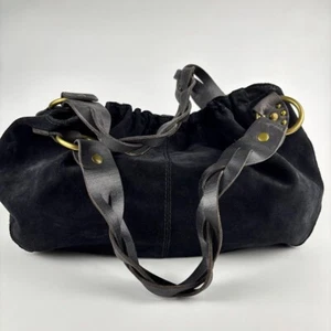 Sac bandoulière hobo cuir marque Lucky sangle tressée noir accents dorés - Photo 1/13
