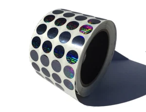 "Adesivo sigillo etichetta rotonda olografica evidente nero brillante manomissione 0,75" - Foto 1 di 2