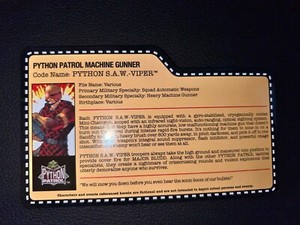 2018 GI Joe Python Rock Viper, S.A.W. Gunner Convention  File Card Only Rare