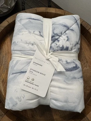 Pottery Barn Beach Stinson Wave FUNDA Algodón Orgánico ESTÁNDAR ACOLCHADO NUEVO Foto 1 de 4
