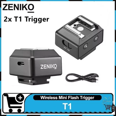 2x ZENIKO T1 Wireless Mini Flash Trigger Universal Hot Shoe Camera Transmitter - Image 1 of 4