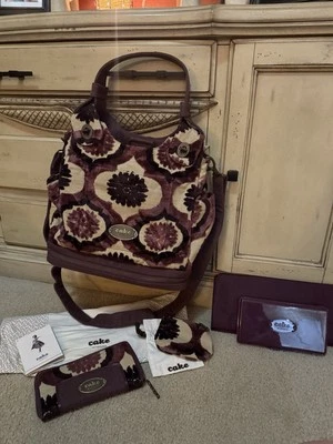 CAKE By Petunia PickleBottom LOT Diaper Bag Rare PURPLE Satchel/Backpack EUC - Image 1 of 4
