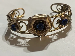 Vintage Sterling Silver and 12k Gold Filled by Raleigh with Blue Rhinestones - Picture 1 of 11