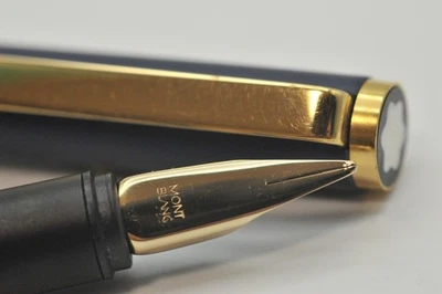 Pluma Estilográfica Montblanc Slim Line De Colección Plumín Medio Azul Marino Muy Buena+ A0928 Foto 1 de 4