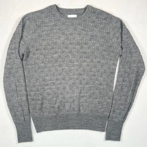 FRANK AND OAK Grey Wool Blend Knitted Stitch Crewneck Pullover Sweater Size L - Picture 1 of 12