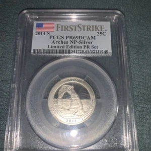 2014-S 25C Arches NP Silver. Limited Edition PR Set First Strike PCGS PR69DCAM - Picture 1 of 7