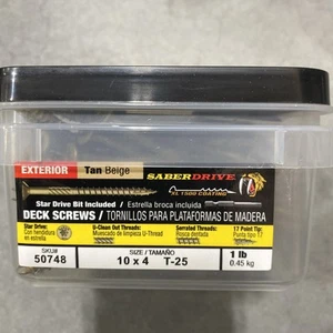 10 x 4" Star Drive Tan Deck Saberdrive Screws 1 lb. Tub (48 pcs.) - Picture 1 of 3