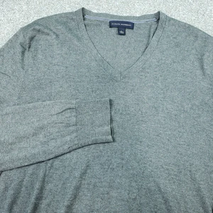 Suéter Banana Republic Hombres Mezcla de Lujo Seda Algodón Cachemira Cuello en V Gris Grande - Imagen 1 de 8