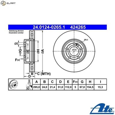2x BRAKE DISC 24.0124-0265.1 FOR MERCEDES-BENZ B-CLASS/Sports/Tourer A-CLASS - Image 1 of 4