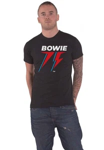 David Bowie T-Shirt 75th Flash Logo Neu Offiziell Herren Schwarz - Bild 1 von 4