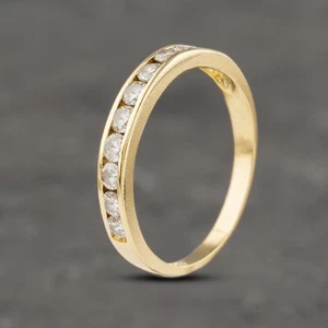 Juego de 10 piedras de canal de diamantes de corte brillante de 0,50 quilates de oro amarillo de 9 quilates de segunda mano... - Imagen 1 de 2