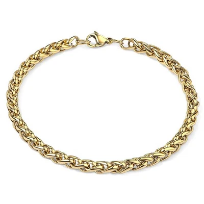 Cable Arm Band Bracelet 750 Gold 18K Plated Stainless Steel Men Women B5641D - Bild 1 von 2