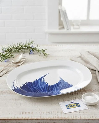 "Plato para servir ovalado pescado azul IKEA 15"" diseño náutico costero #22763" Foto 1 de 4
