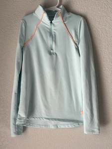 Under Armour Youth Small Quarter-Zip Long Sleeve Pullover Aqua Orange Trim YSM - Picture 1 of 5