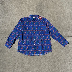 Camisa North Pole Trading Company Navidad Azul Abotonada Reno Para Hombre 2XL NUEVA CON ETIQUETAS - Imagen 1 de 4
