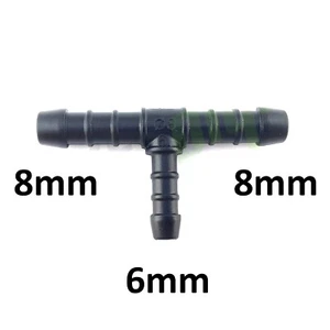 Conector de tubería de manguera de tubo de púas T-Piece de 8 a 6 mm montaje unificador aire agua - Imagen 1 de 3