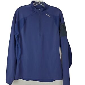 Sugoi Cycling Pullover L Men Blue Black Poly ¼ Zip Arm ZIp Pocket Athletic Shirt