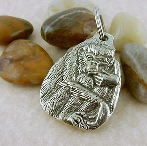 Spider Monkey double sided Pewter Keychain, monkey on 1 side, spider on reverse - Picture 1 of 2