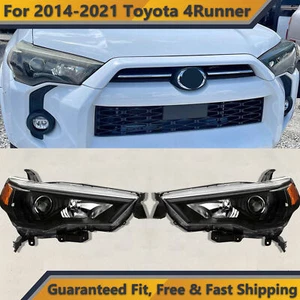 Front Headlight Replacement For 2014 2021 Toyota 4Runner Black Halogen Set 2pcs - Picture 1 of 7