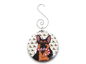 German Shepherd Candy Cane Mini Ornament Christmas Dog Holiday Handmade Gift - Picture 1 of 4