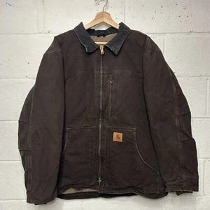 Vintage Carhartt Sherpa-Lined Ridge Jacket “Dark Brown” C61 DKB Men’s Large - Picture 1 of 8
