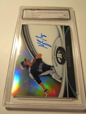 Tarjeta de béisbol 2011 con autógrafo de Kyle Seager Bowman BCCG Beckett grado 10 BBA-13 Foto 1 de 2
