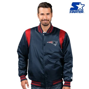 New England Patriots Starter The Prime Vintage Full Snap Satin Jacket - Blue - Picture 1 of 2