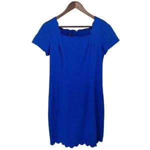Vestido vaina Talbots para mujer azul con dobladillo y cuello de vieira manga corta cremallera trasera 6 $129 - Imagen 1 de 11