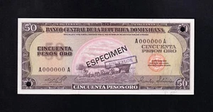 F.C. REPUBLICA DOMINICANA , ESPECIMEN , 50 PESOS ORO 1975 , S/C ( UNC ) ,P.112s1 - Imagen 1 de 2